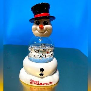 DISNEY 101 DALMATIANS VTG 1996 MCDONALD’S SNOWMAN CHRISTMAS WATER GLOBE 4.5”